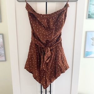Abercrombie Strapless Brown Romper with Pockets